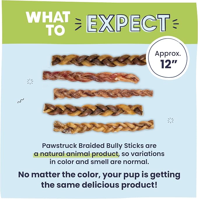 Pawstruck Natural 12" Braided Bully Sticks - Image 6