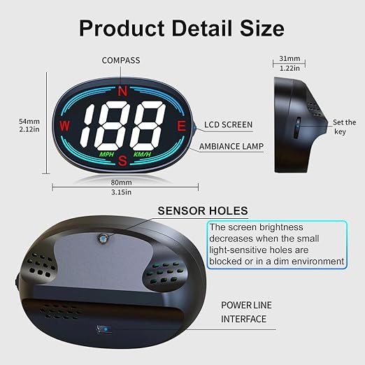 SinoTrack HUD GPS Speedometer Universal Car Heads-up Display 2.7inch MPH Speed - Image 6