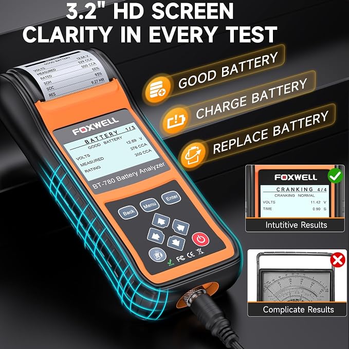 FOXWELL BT780 Car Battery Tester, 12V 24V Battery Load Tester - Image 4