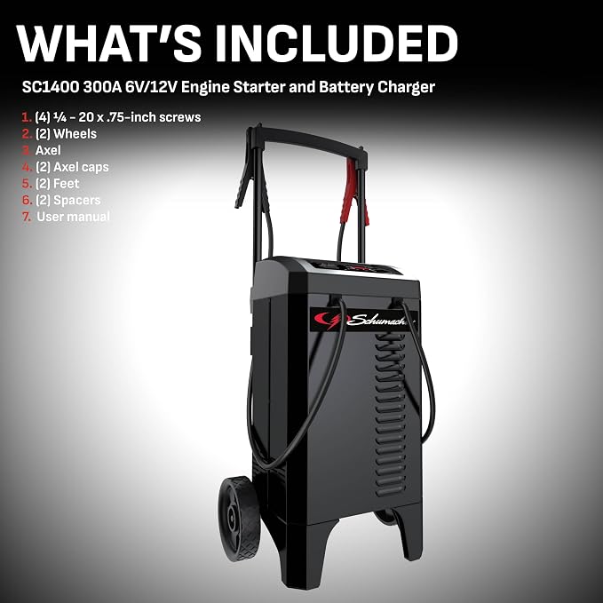 Schumacher Electric Wheeled Battery Charger and Engine Starter, Fully Automatic - Image 4