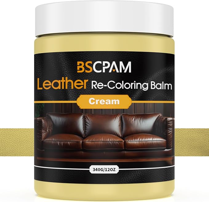 Cream White Leather Recoloring Balm, 12oz Leather Color Restorer by BSCPAM