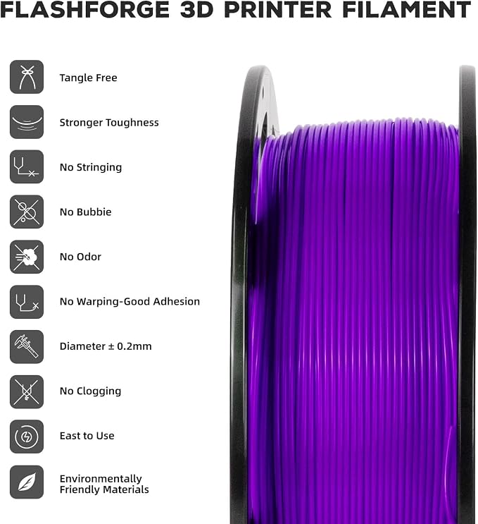 FLASHFORGE PLA Filament 1.75mm, 3D Printer Filament 1kg Spool, Dimensional - Image 2