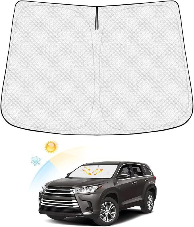 Windshield Sun Shade for Toyota Highlander 2014-2019 Thicken 6-Layer Foldable by Canvcle
