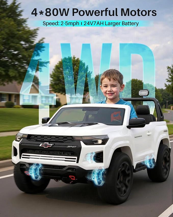 Joywhale 24V Ride on Truck 4WD Kids Electric Vehicle Licensed Chevorlet Ride on - Image 2