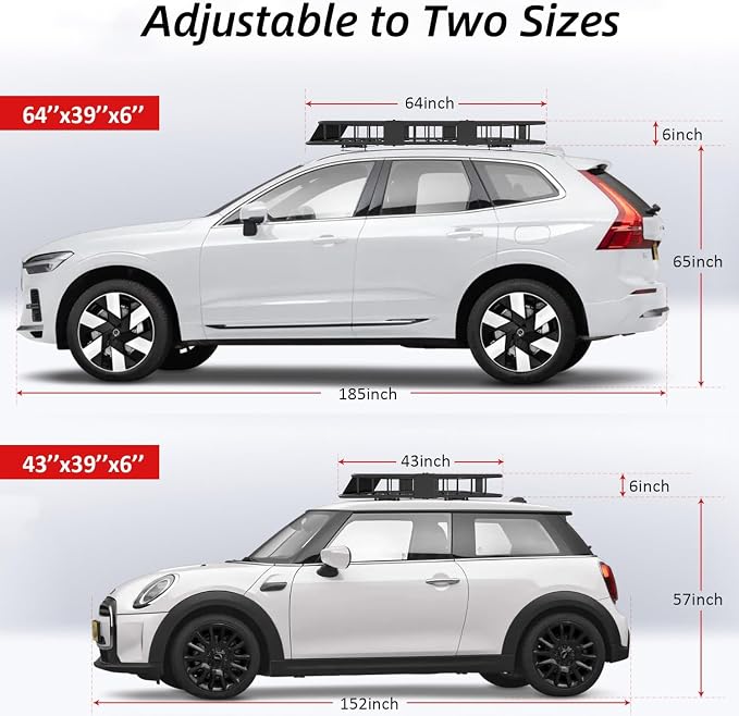 FORWODE Roof Rack Carrier Basket, Rust-Proof Steel Heavy Duty Car Top Luggage - Image 2