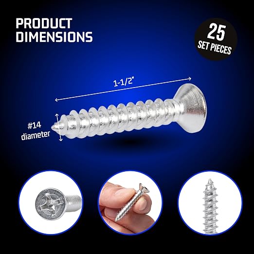 Bolt Dropper 25 Pack #14 x 1-1/2 Inch Stainless Steel Screws - Image 3