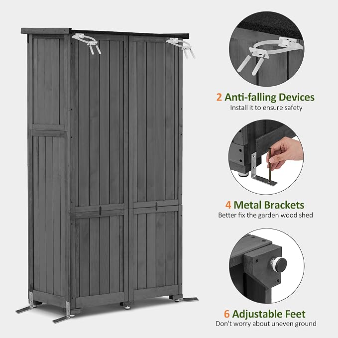 MCombo Outdoor Storage Cabinet, Garden Storage Shed, Outside Vertical Shed - Image 6