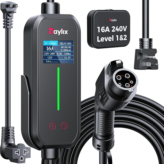 Raylix 16A Level 1&2 EV Charger, 110V-240V Electric Car Charger by RaylixUSDirect