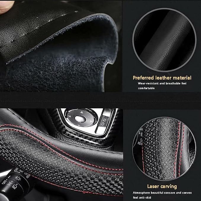 Leather - Car Steering Wheel Cover 15 inch Universal Fit Microfiber Steering - Image 5