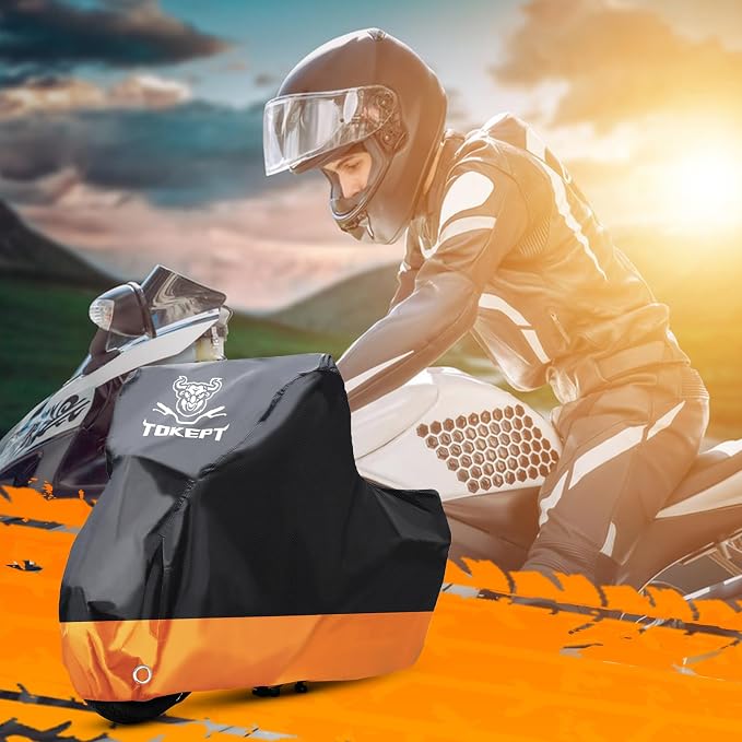 Motorcycle Cover, All-Season Waterproof Outdoor Sun Protection Fit up to 86 - Image 6