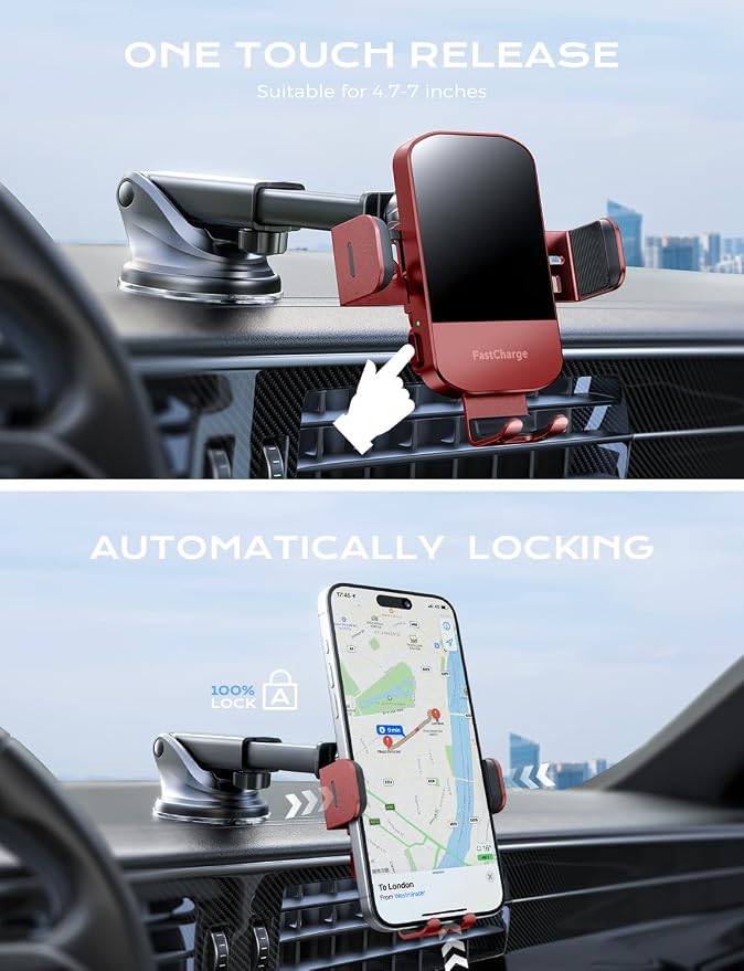 CHGeek Wireless Car Charger, 15W Fast Charging Auto Clamping Car Charger Phone - Image 4