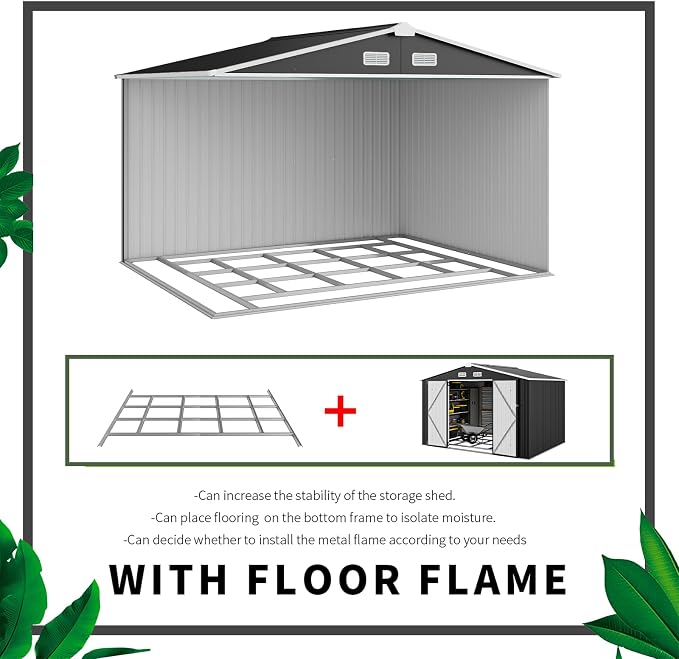 Aoxun 9.4x7.3x6.5 FT Outdoor Storage Shed - Image 5