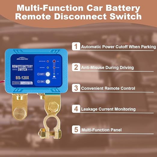 Kill Switch for Car, Battery Cut Off Switch 12V 120A, Smart Automatic Remote - Image 2