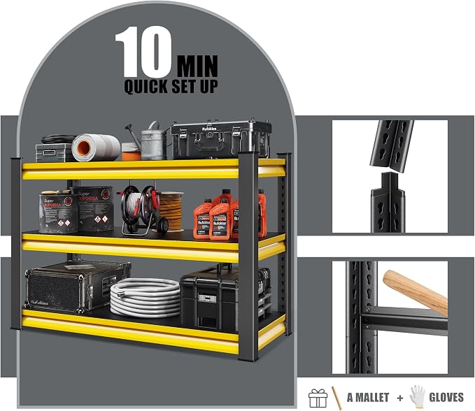48" W Garage Shelving Heavy Duty, 1650LBS Loads Adjustable Garage Storage - Image 4