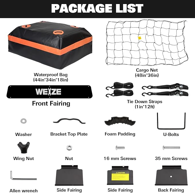 WEIZE 54" x 34" Heavy Duty Roof Rack, Rooftop Cargo Carrier Basket - Image 4