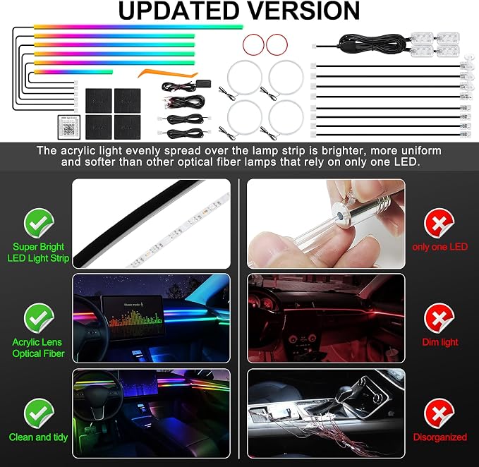 Dreamcolor Acrylic Interior Car LED Strip Light - Image 6