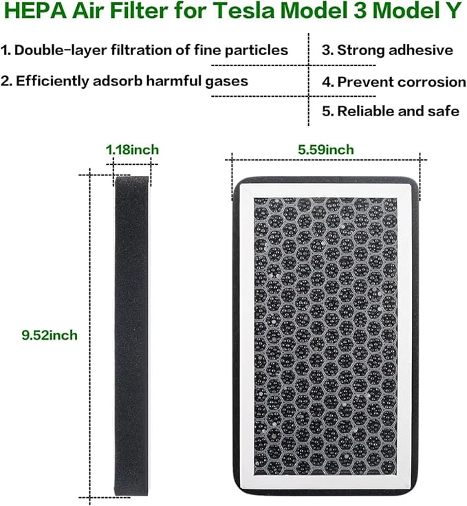 Tesla Model 3 Model Y Cabin Air Filter HEPA Replacement Filter Activated Carbon - Image 3