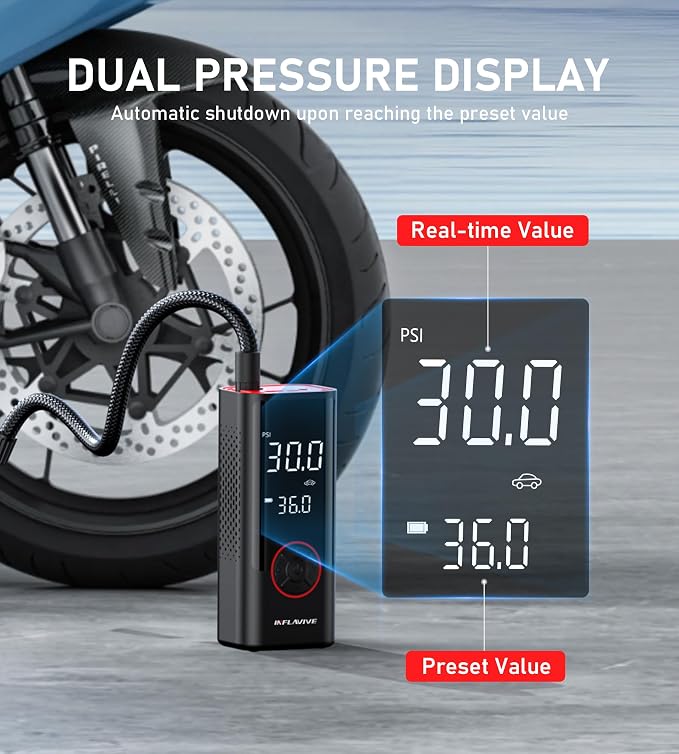 Tire Inflator Portable Air Compressor, Cordless Air Pump - Image 4