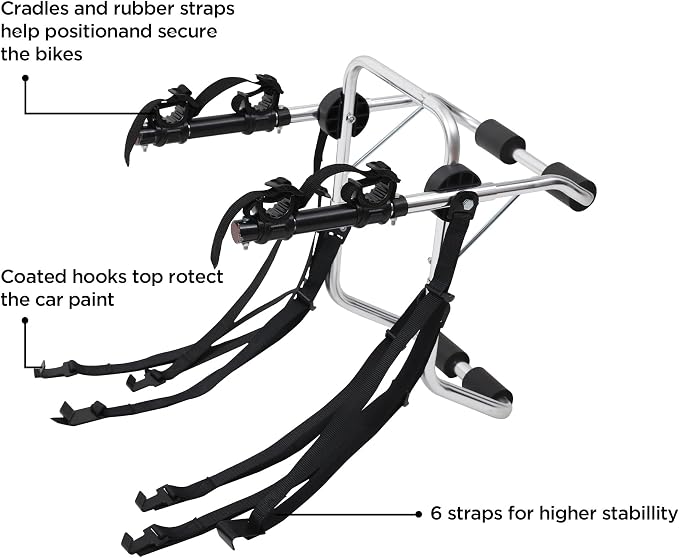 Rockland Aluminum 2-Bike Rack, 70 lbs Capacity, Lightweight Trunk Mount Bike - Image 8
