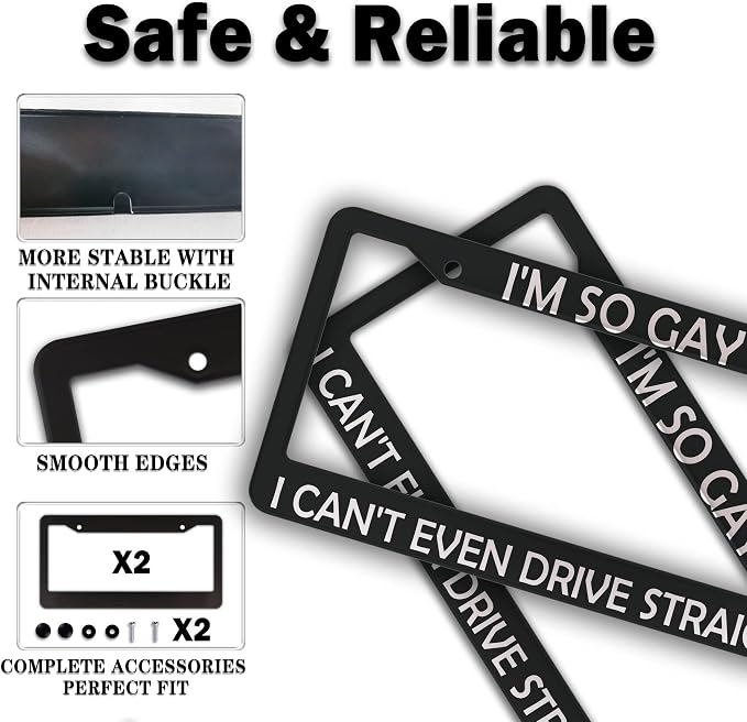 License Plate Frames Black and White Front License Plate Bracket I'm So Gay I - Image 4
