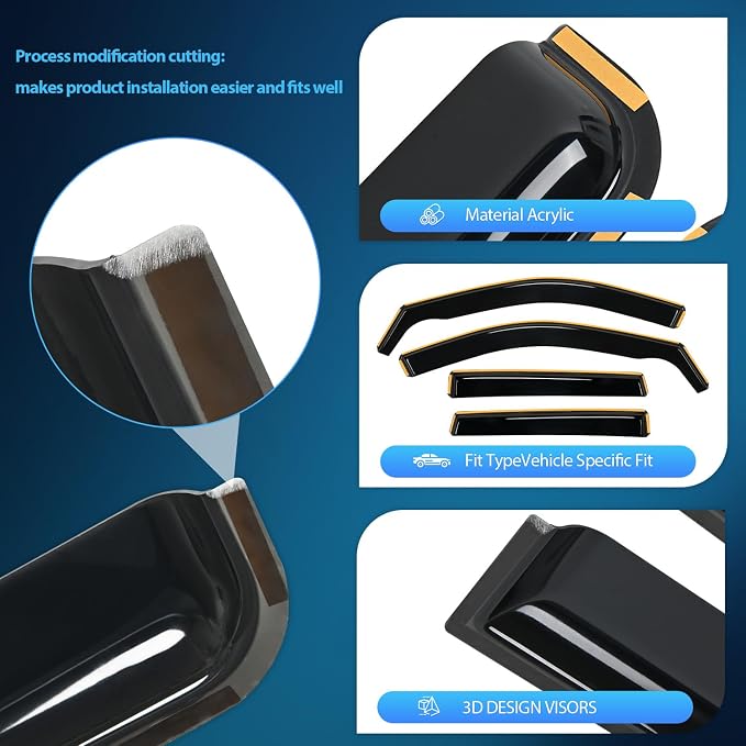 Nilight in Channel Rain Guards for Jeep Grand Cherokee 2011 2012 2013 2014 2015 - Image 2