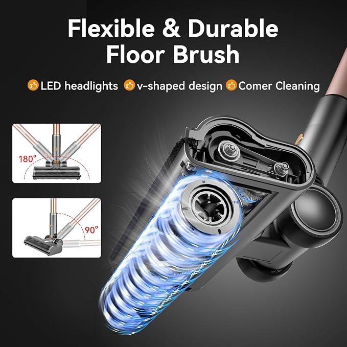 E.LUO Cordless Vacuum Cleaner 350W/≥24KPA Powerful Stick Vacuum - Image 4