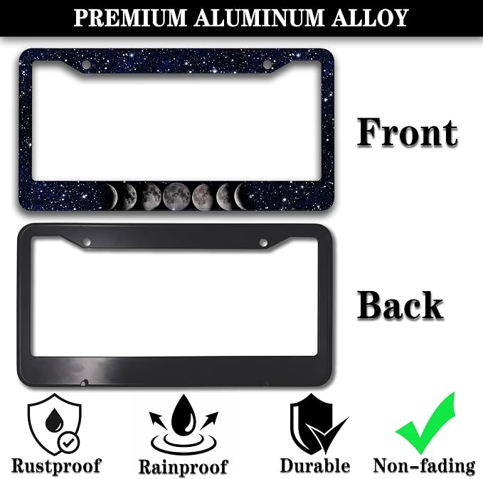 Automotive Exterior Accessories Black and White License Plate Frames Celestial - Image 3