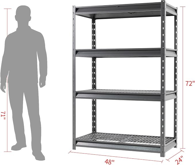 The Atlas 48" W Heavy Duty Garage Shelving Unit Load 12000 Lbs, 4-Tier Metal - Image 2