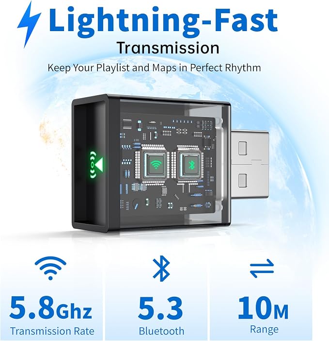 Wireless CarPlay Adapter for iPhone 2025 Upgrade, Ultra-Low Lag, Stable - Image 4
