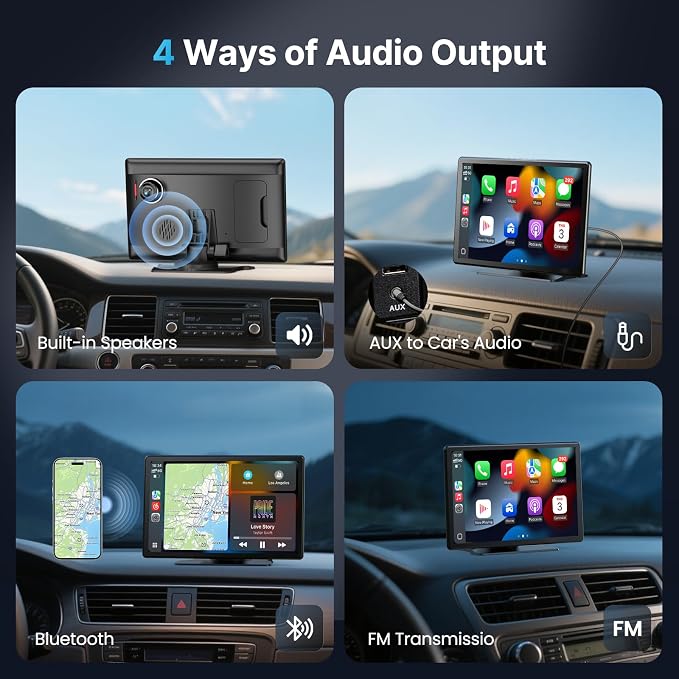9''HD Wireless Carplay Screen For Car 4K Dash Cam&1080P Backup Camera - Image 8