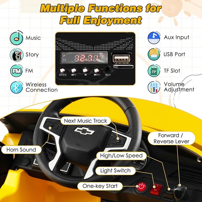 Costzon Ride on Car, 12V Licensed Chevrolet Tahoe Battery Powered Electric - Image 2