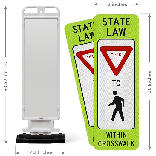 State Law Yield For Pedestrian Within Crosswalk R1-6a MUTCD Sign, Double Sided - Image 3