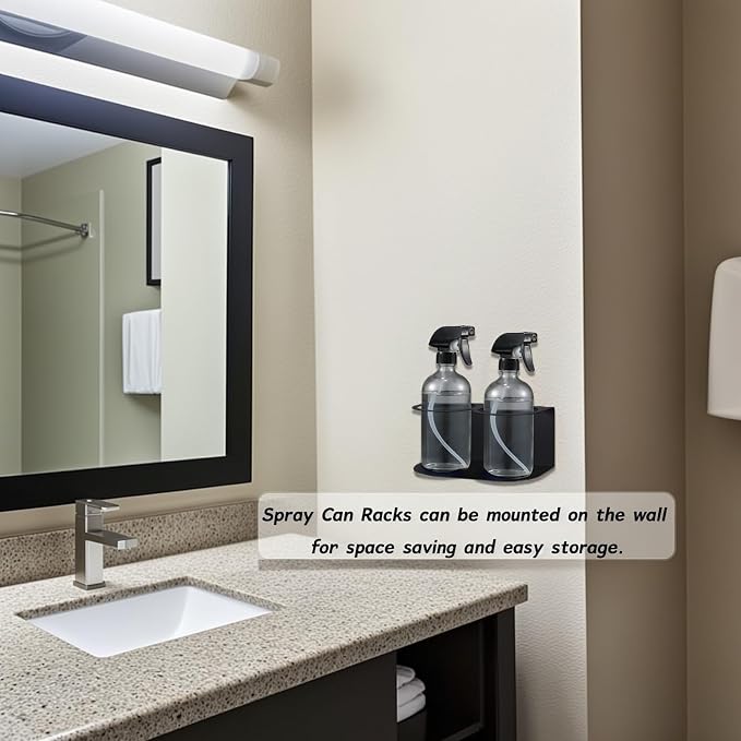 2 Pack Spray Bottle Holder Wall Mount, Metal Aerosol Spray Can Holder Rack - Image 5