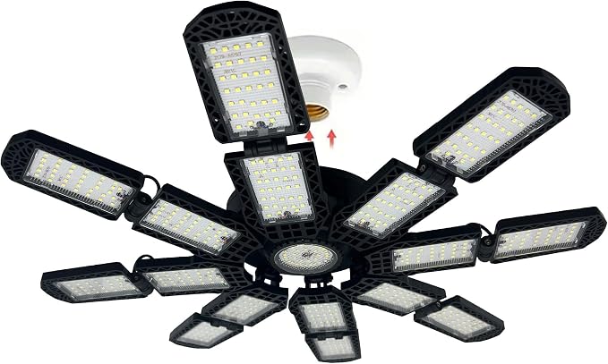 LED Garage Light, Super Bright Screw in E26/E27 Ceiling Shop Work Lamp by PINSAI