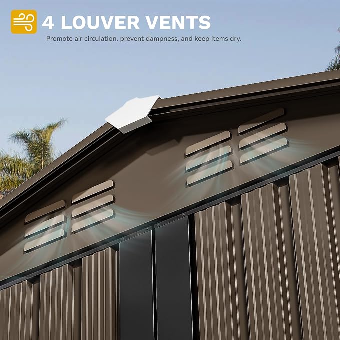 DWVO 6x4ft Storage Shed for Outdoors, Metal Sturdy Weatherproof Tool Locker - Image 3