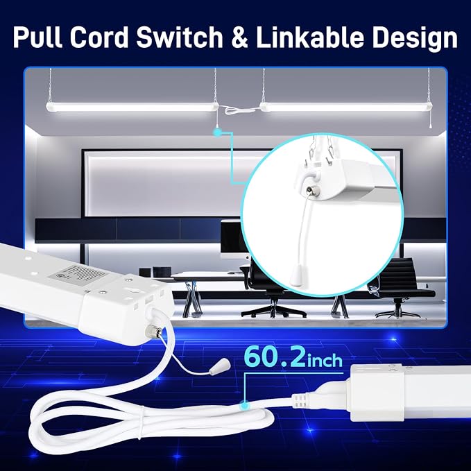 hykolity 4FT 120W LED Shop Light Linkable, 5000K Utility Shop Lights - Image 4