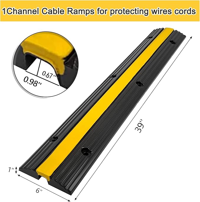 CXRCY Cable Protector Ramp 4 Pack of 1-Channel Rubber Hose Ramp, 22046Lbs - Image 6