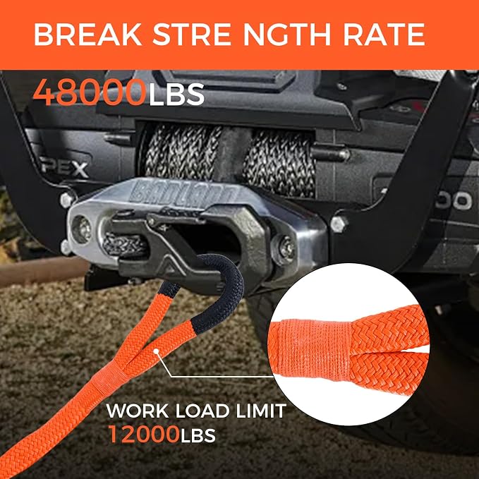 Kinetic Recovery Tow Rope, 48000LBS Snatch Strap - Image 5