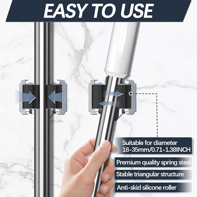 3-H Mop and Broom Holder Big Size Hanging 1 KG Extra, 15 Pack Broom Hanger Wall - Image 4