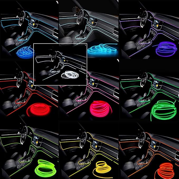 El Wire Orange Interior Car LED Strip Lights, 5M Neon Wire USB 5V - Image 2