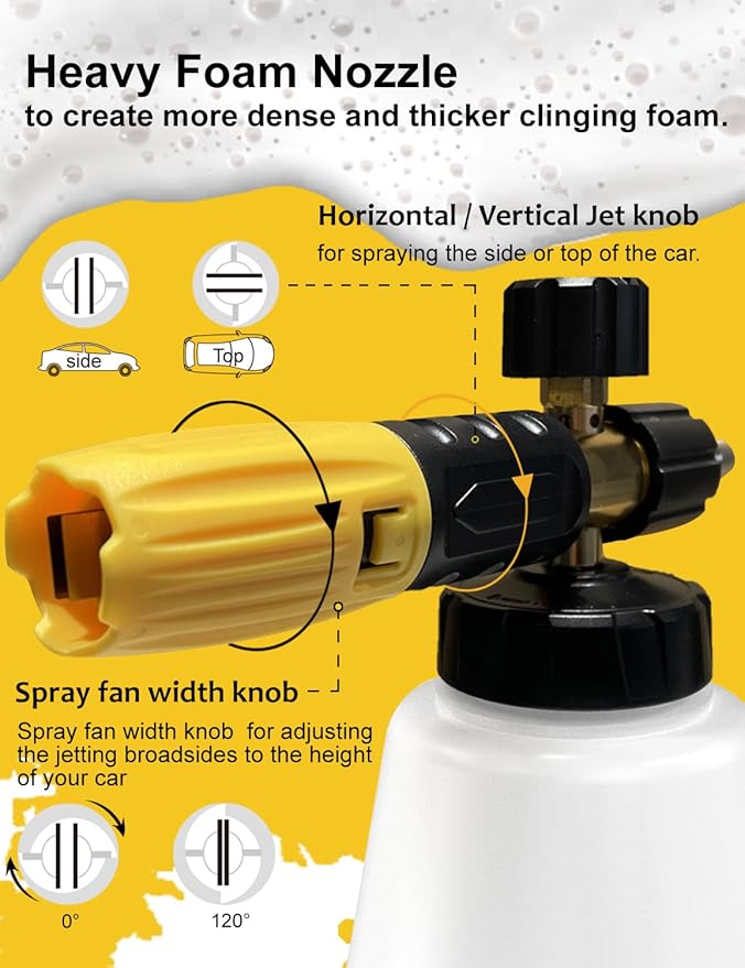 BOSEA Foam Cannon for Pressure Washer, Wide Neck Heavy Duty 4000PSI Adjustable - Image 2