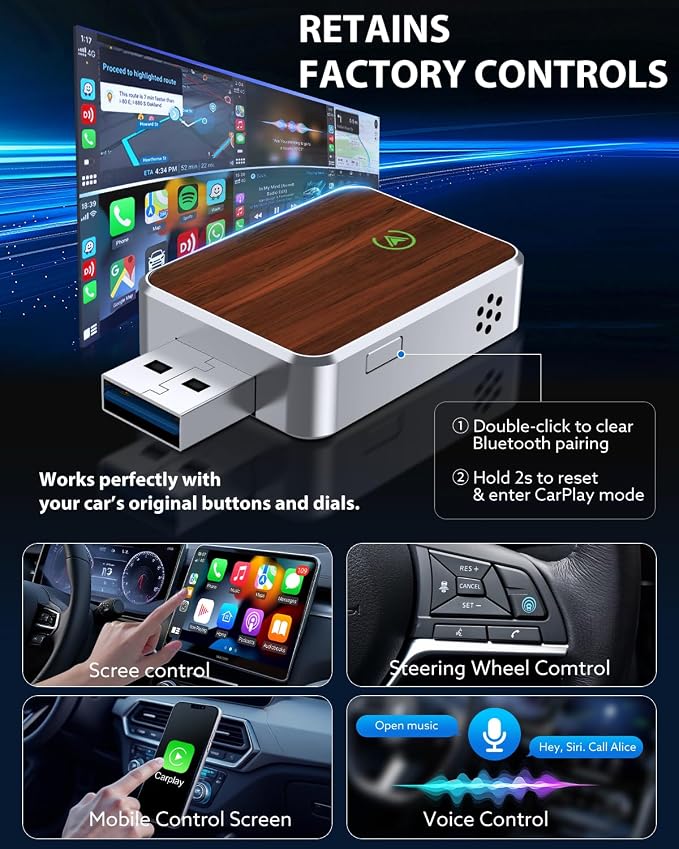 Wireless Carplay Adapter for iPhone & Android Auto 2-in-1, Convert Factory - Image 7