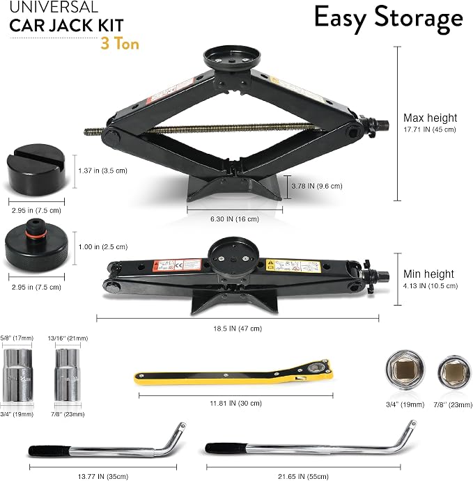 Car Jack Kit with Tesla Pad & Universal Rubber Pad | Scissor Jack - Image 4