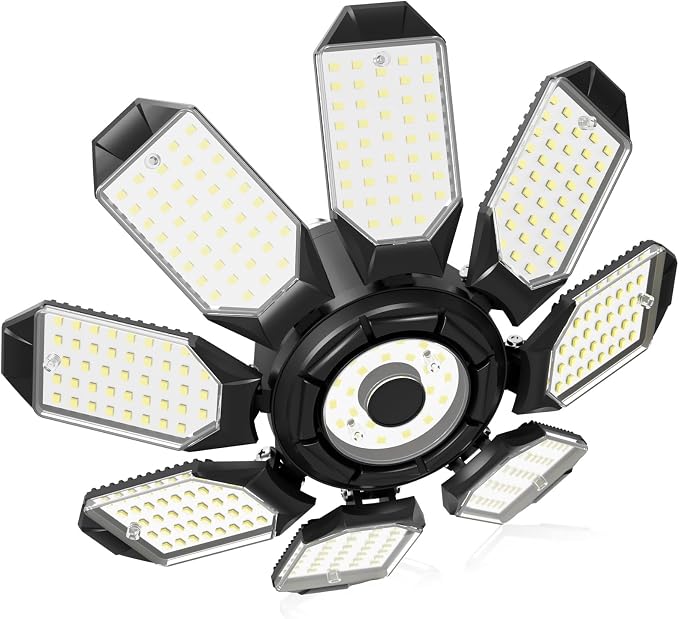 Adiding LED Garage Ceiling Lights 14000Lm w/ 8 Adjustable Panels, Super Bright by Adiding