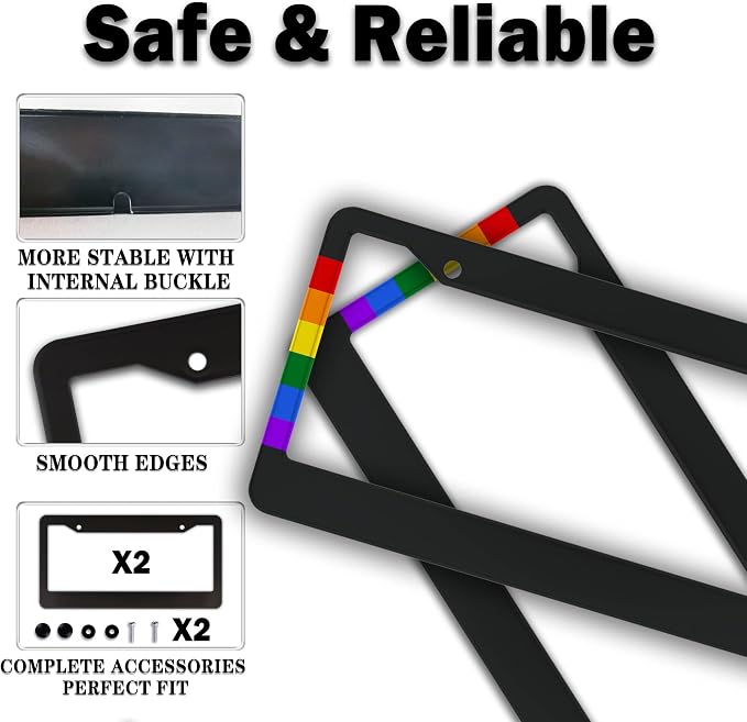 License Plate Frames Rainbow Automotive Exterior Accessories Gay Rainbow Strip - Image 4