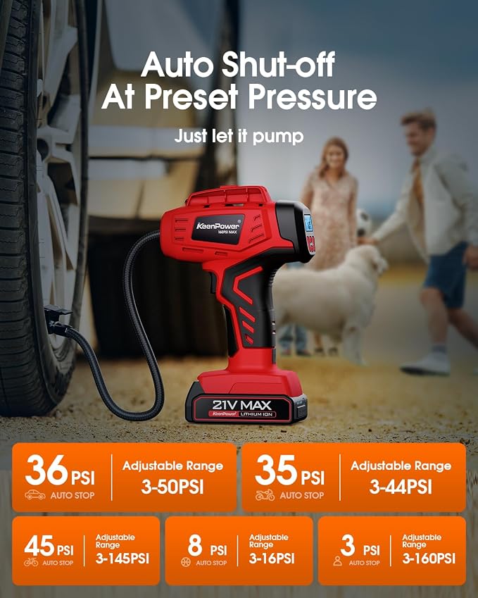 Digital Cordless Tire Inflator Portable Air Compressor Automatic 160PSI w/Gauge - Image 6