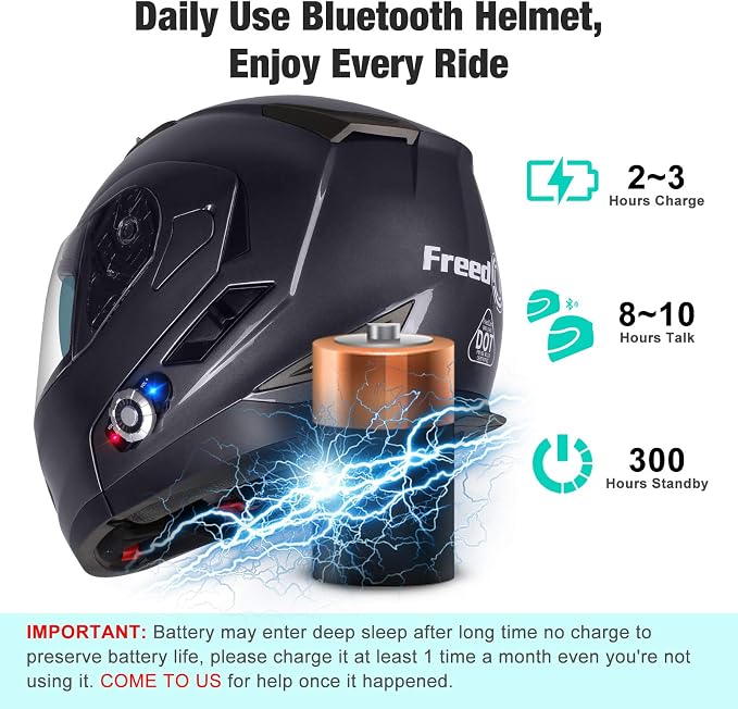 FreedConn BM2-S Bluetooth Motorcycle Helmet, Flip-Up Modular Motorbike Helmet - Image 5