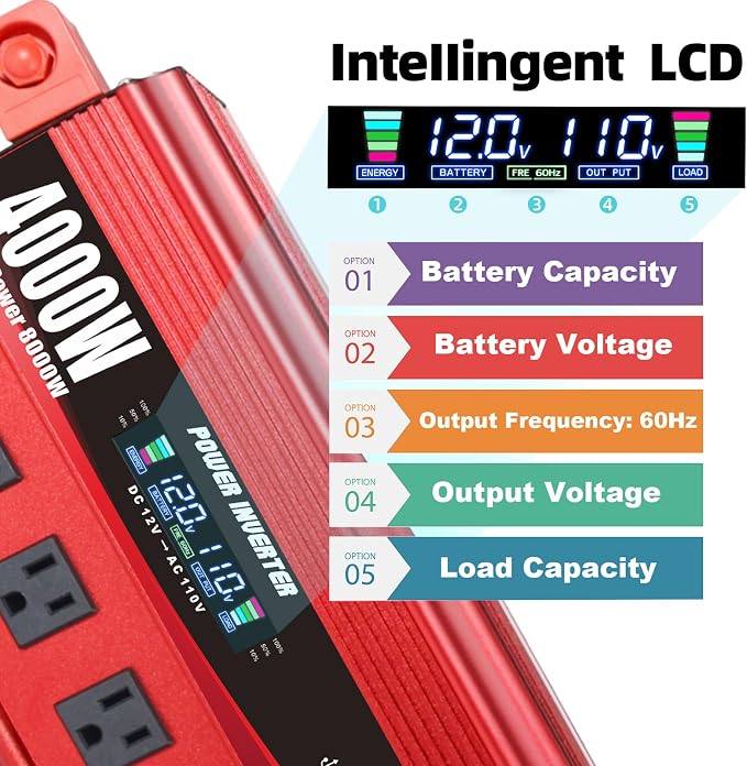 4000W Power Inverter 12V to 110V/120V DC to AC - Image 4