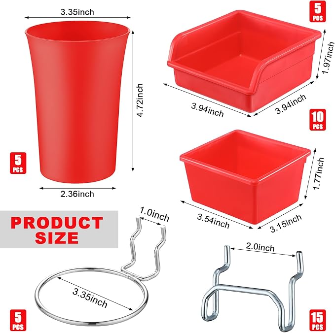 Yookeer 20 Pcs Pegboard Bins and Cups - Image 2