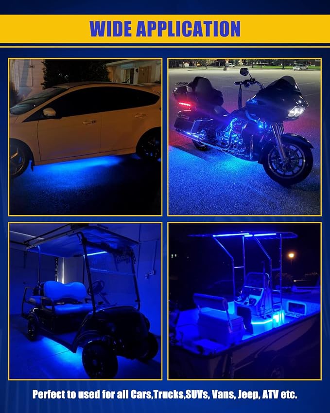 Blue Led Strip Light, IP68 Waterproof Car Exterior Light Strip, golf cart led - Image 6